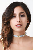 Distressed Denim and Plaid Choker