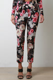 Textured Knit Floral High Waisted Pants