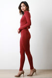 Mock Neck Exposed Back Zipper Jumpsuit