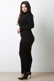 Jersey Knit Mock Neck Long Sleeves Jumpsuit