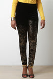 Metallic Foil Velvet Leggings
