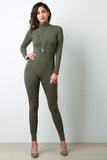 Jersey Knit Mock Neck Long Sleeve Jumpsuit