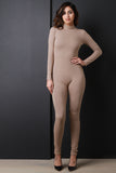 Jersey Knit Mock Neck Long Sleeve Jumpsuit