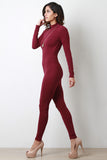 Jersey Knit Mock Neck Long Sleeve Jumpsuit
