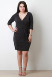 Surplice V-Neckline Wrap Midi Dress