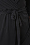 Surplice V-Neckline Wrap Midi Dress