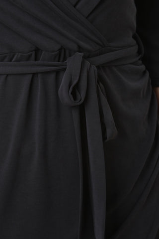 Surplice V-Neckline Wrap Midi Dress