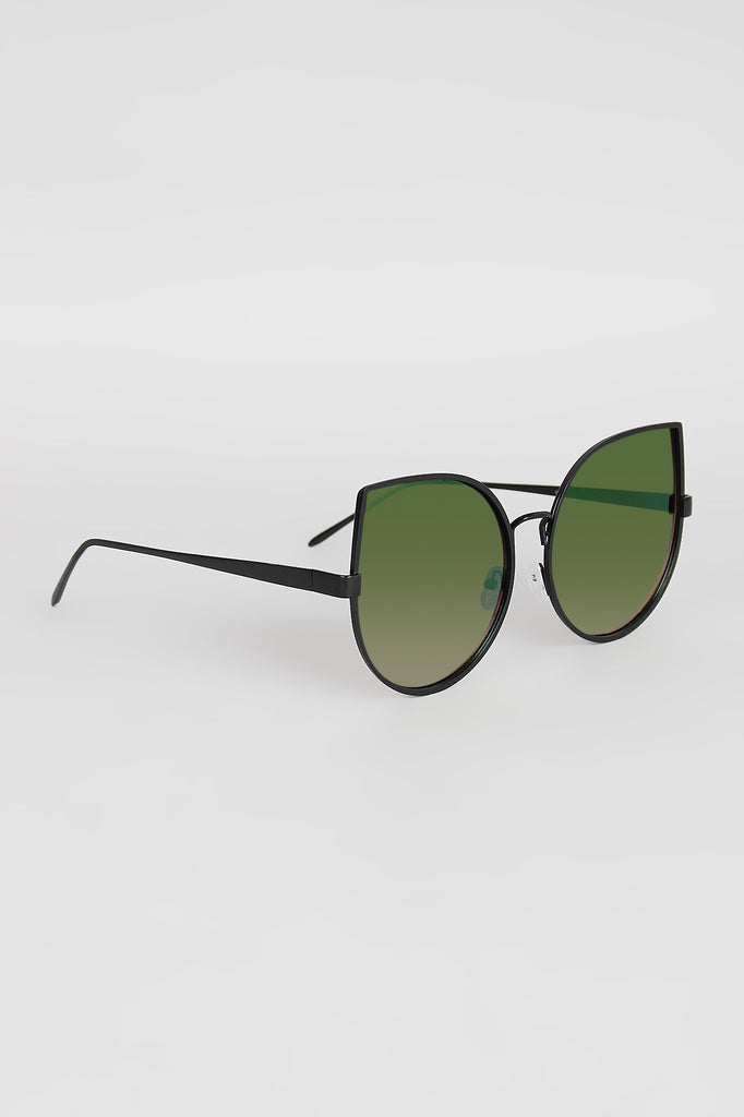 Wire Framed Mirrored Cat Eye Sunglasses
