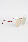 Wire Frame Cat Eye Mirrored Sunglasses