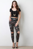 Camouflage Print Cut Out Leggings