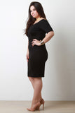 Half Sleeve Off The Shoulder Bodycon Midi Dress