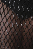 Semi Sheer Mesh Diamond Pattern Sequin Midi Skirt