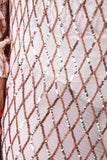 Semi Sheer Mesh Diamond Pattern Sequin Midi Skirt