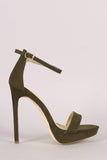 Suede Platform Ankle Strap Stiletto Heel