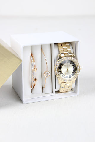 Sparkling Watch and Bracelet Set