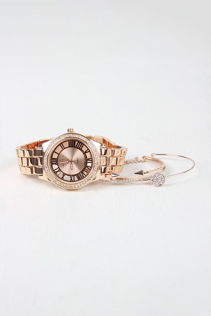 Sparkling Watch and Bracelet Set