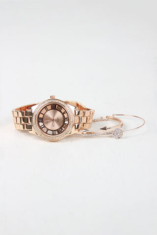 Sparkling Watch and Bracelet Set