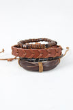 Leather And Wood Bracelet Set