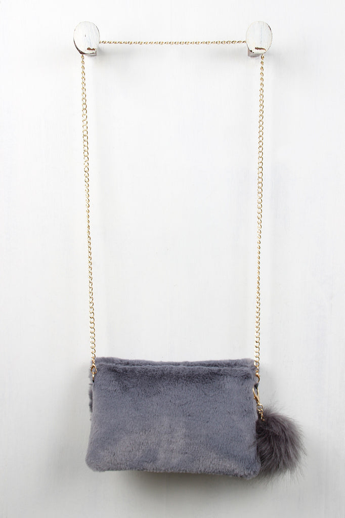 Faux Fur Fold Over Clutch