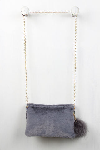 Faux Fur Fold Over Clutch