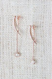 Curved Bar Faux Pearl Drop Earrings
