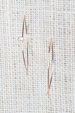 Faux Gem Flat Upside Down Thin Hoops