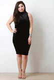 Velvet Mock Neck Bodycon Dress