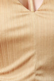 Split Long Sleeve Deep V Collared Dress