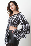 Tier Bell Sleeves One Shoulder Crop Top