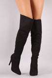 Suede Pointy Toe Slit Stiletto Over-The-Knee Boots