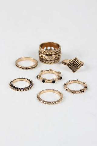Lucky Seven Wide Etched Rings