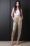 Metallic Accordion Jogger Pants