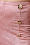 Faux Suede Double Button Pants