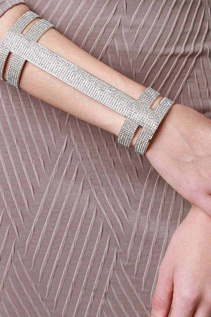 Rhinestone Long Cuff Bracelet