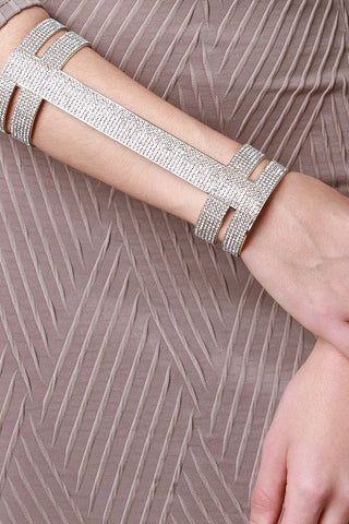 Rhinestone Long Cuff Bracelet