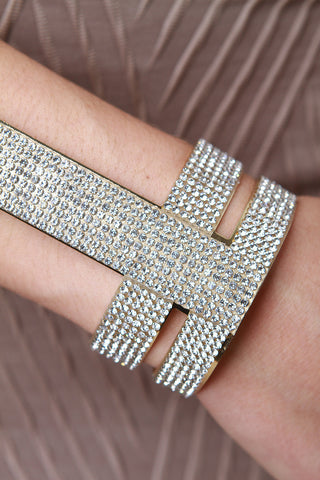 Rhinestone Long Cuff Bracelet