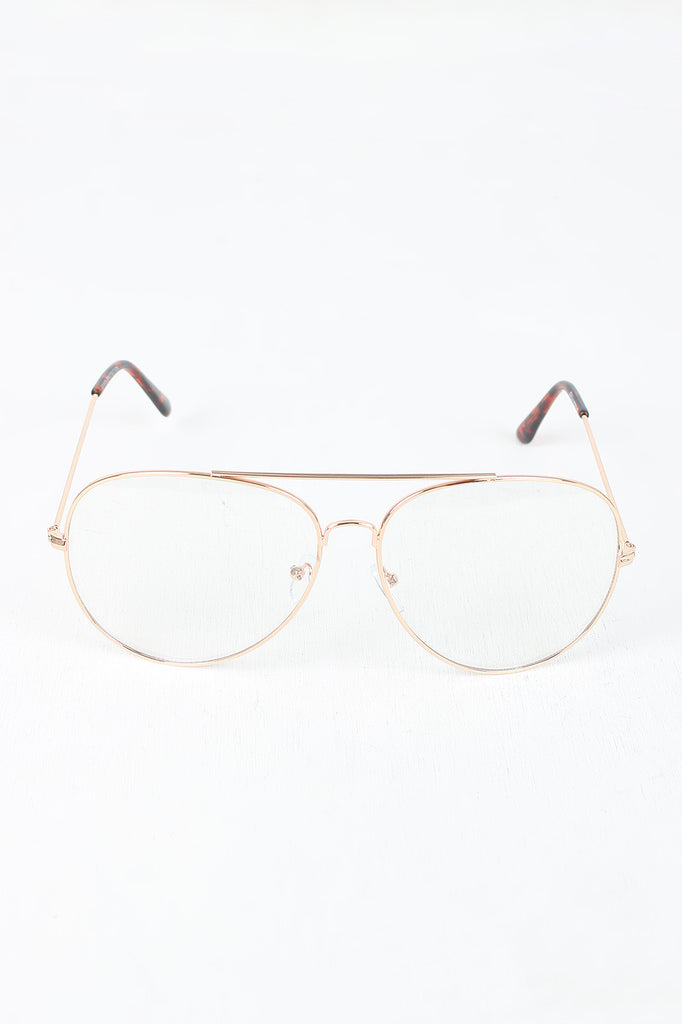 Clear Lens Wire Aviator Glasses