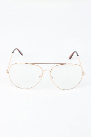 Clear Lens Wire Aviator Glasses