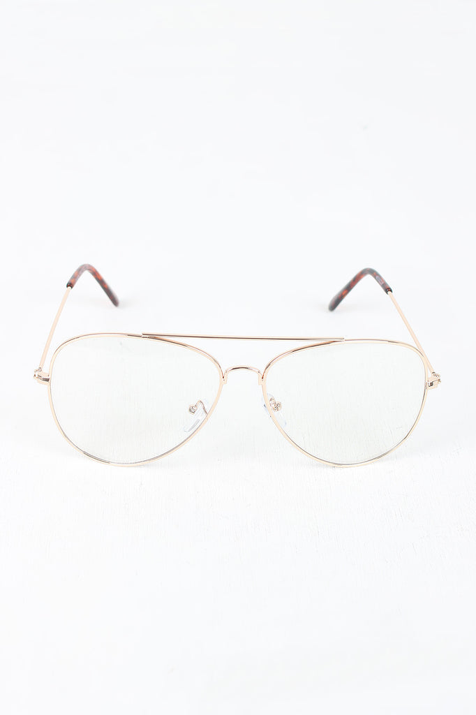 Wire Aviator Clear Lens Glasses
