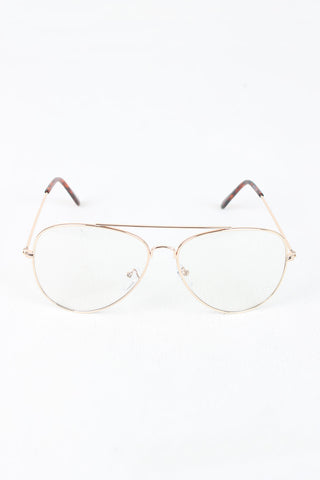 Wire Aviator Clear Lens Glasses