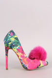 Pom Pom Abstract Print Pointy Toe Stiletto Pump