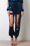 Smooth Velvet Cutout Jogger Pants