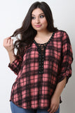 Plaid Corset Lace Up Top