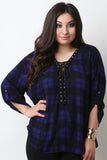 Plaid Corset Lace Up Top