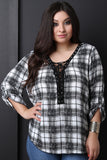 Plaid Corset Lace Up Top