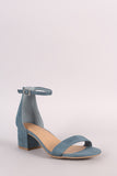 City Classified Suede Ankle Strap Open Toe Block Heel