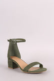 City Classified Suede Ankle Strap Open Toe Block Heel