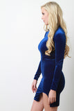 Long Sleeves Vent Slit Velvet Dress