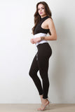Stretch Knit Lace Up Corset Jumpsuit