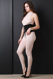 Stretch Knit Lace Up Corset Jumpsuit